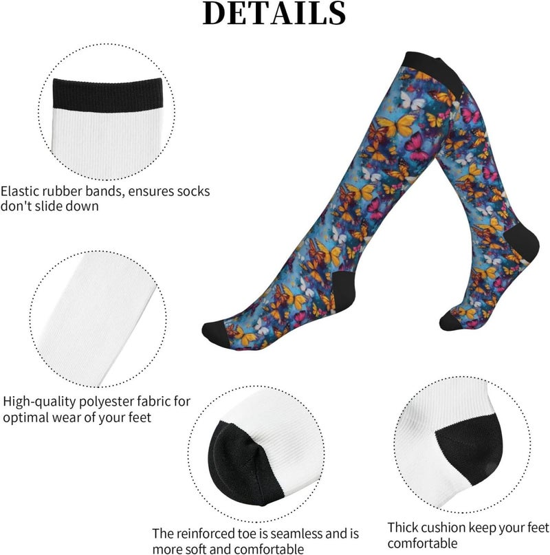 thmnj Compression Socks Knee High Support Socks for Women Men Circulation Stockings for Athletic Running Cycling Flying - Image 3